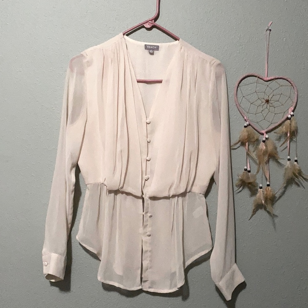 Cream Long Sleeve Blouse